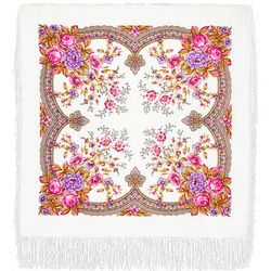 Павловопосадский платок / Shawl "Tender Morning", with silk fringe
