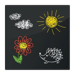 Lavagna magnetica in vetro (45x45 cm), 3 magneti, NERO, BRAUBERG