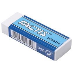 The large FACTIS Plastic eraser P 20 (Spain), 61х22х11 mm, white, rectangular, soft PVC