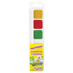 Acquerelli UNLANDIA "FUNNY SHMEL" miele, 6 colori, CLASSIC, plastica