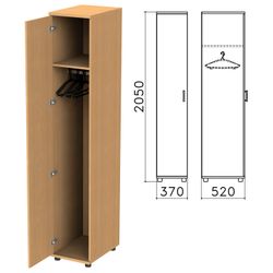 Wardrobe "Monolith", 370x520x2050 mm, color bavaria beech