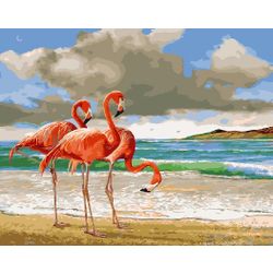 ВанГогВоМне / VanGogVoMne / Paint by number "Pink Flamingos" 40x50 cm