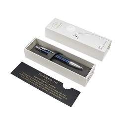 Ballpoint pen PARKER "IM Blue Origin CT", case matte black, chrome, blue