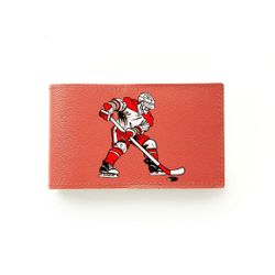 Business card holder "Red-white hockey player" red