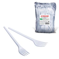 ЛАЙМА / Disposable forks 165 mm, SET 100 pcs., "BUDGET", plastic