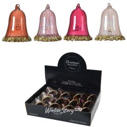 Kaemingk / Bir set cam Noel ağacı süsleri Bells Bellevelle 8 cm, 12 parça, kolye