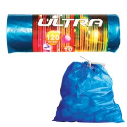 CONCEPT OF HOUSEHOLD / Garbage bags 120 L "Ultra", with ties, blue, 10 pcs per roll, LDPE, 30 microns, 70х110 cm