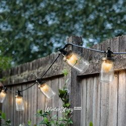 Kaemingk / Retro garland Jars, ekstra sıcak beyaz ışıklı 10 lamba, 4,5 m, siyah PVC, bağlanabilir, IP44