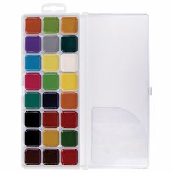 Watercolor BRAUBERG ACADEMY 24 colors, honey, square cuvettes, plastic pencil case