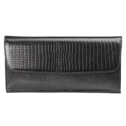 Purse women's BEFLER "Lizard", 190х95 mm, genuine leather, button, embossed, black