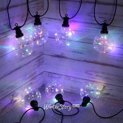 Kaemingk / Neptune light string, 10 lights, multicolor micro LED, flickering, 4.5 m, black PVC, connectable, IP44