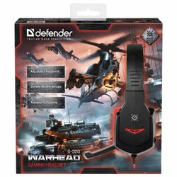 DEFENDER / Headphones with microphone (headset) Warhead G-320, wired, 1.8 m, with headband, black with red