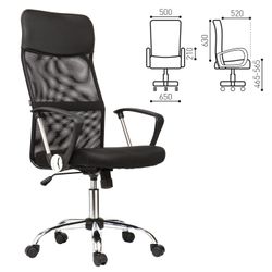 Armchair BRABIX "Flash MG-302", with armrests, chrome, black