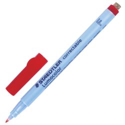 Marcador universal para cualquier superficie lisa con borrador STAEDTLER (Alemania), ROJO, 0,6 mm