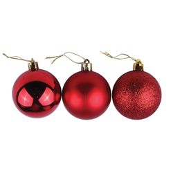 ЗОЛОТАЯ СКАЗКА / Weihnachtskugeln SET 6-teilig, Kunststoff, 8 cm, ROT (glänzend, matt, Glitzer)