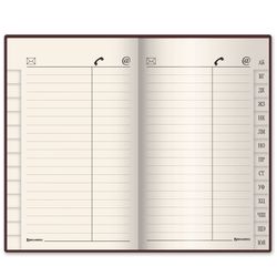 Rubrica PICCOLO FORMATO (80x130 mm) А7, BRAUBERG "Cayman", effetto coccodrillo, 56 fogli, alfabeto fustellato, marrone