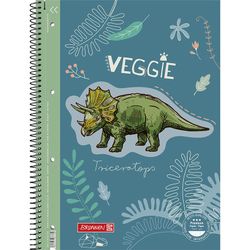 Brunnen / Тетрадь Динозавр Veggie, на пружине, линейка, 90 г/м2, А4, 80 листов, зеленый В линейку