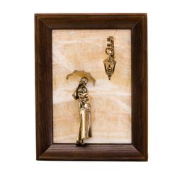 Золотая антилопа / Picture-panel "Girl with an umbrella" without illumination on a natural onyx stone