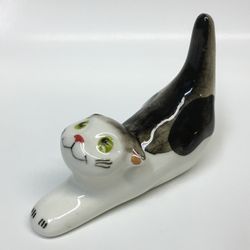 Porcelain figurine "Cat black-white"