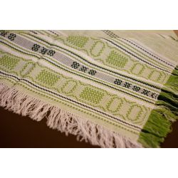 Тканые узоры / Tablecloth "Summer red", embroidery color: red, green, beige, 220x134