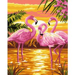 ВанГогВоМне / VanGogVoMne / Paint by number "Pink flamingos at sunset" 40x50 cm