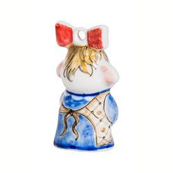 Гжельский Фарфоровый завод / Christmas toy Pig Bow underglaze colored paints, cobalt