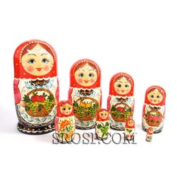 Семеновская роспись / 俄罗斯女人 - 套娃小册子，8 个娃娃 - 小册子第 16 号