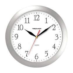 Wall clock TROYKA 11170113, circle, white, silver frame, 29х29х3,5 cm