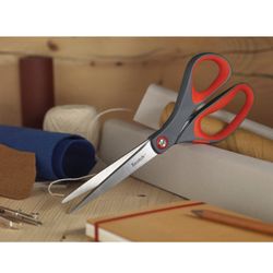 Kéo SCOTCH "Precision", 200 mm, để cắt chính xác, chèn cao su, màu xám / đỏ, giá treo châu Âu