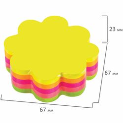 BRAUBERG / Self-adhesive block (stickers) shaped NEON "Flower", 250 sheets, 5 colors