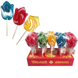 Конфитрейд / Tula lollipop. Caramel lollipop figure on a stick "Tulip" 1kor * 1bl * 30pcs 30g