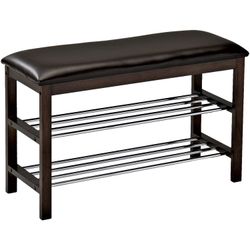 SHEFFILTON / Shoe bench-shelf SR-0628, 760х310х490 mm, 2 compartments, wood / metal, dark walnut / chrome