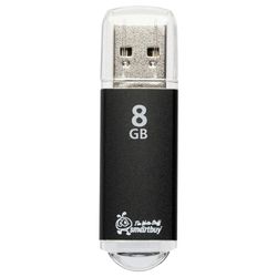 SMARTBUY / 8 GB Flash Drive, V-Cut, USB 2.0, Metal Case, Black