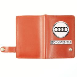 Cover avtodokumentov on the button with pockets "Documents AUDI" red