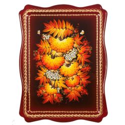 Сувениры из Н.Тагила / एन। टैगिल / ट्रे से स्मृति चिन्ह "पैनल ग्रैंड। बरगंडी पर रोवन", 30x40 सेमी