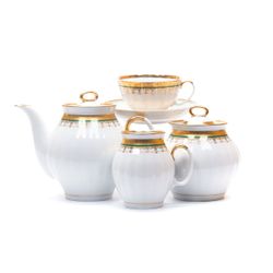 Дулёвский фарфор / Tea service "White Swan. Necklace", 15 items