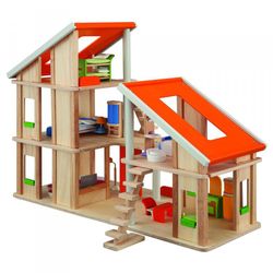 Wooden doll house with furniture "Chalet"