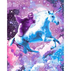 Опт-картина / 数字绘画 40x50 独角兽和树懒