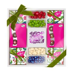 Gift set of handmade chocolates and sweets with tea
