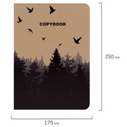 BRAUBERG / Notebook 60 l. checkered cover CRAFT, beige paper 70 g / m2, stitching, B5 (179x250 mm), FOREST / 4 pcs.
