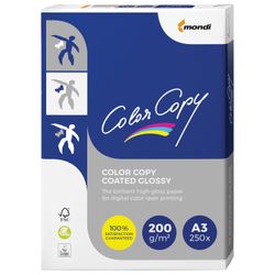 COLOR COPY / GLOSSY paper, coated, glossy, LARGE SIZE, A3, 200 g / m2, 250 l, for full color laser printing, A ++, Austria, 139% (CIE)