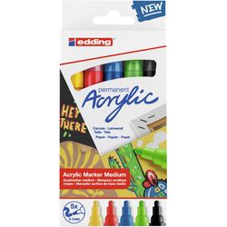 EDDING / Edding / Acrylic marker set, medium round nib, 2-3 mm, cardboard box 5 colors