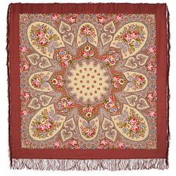 Павловопосадский платок / Vienna Waltz shawl with silk fringe