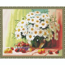 ВанГогВоМне / VanGogVoMne / Diamond mosaic "Daisies and strawberries" 40x50 cm