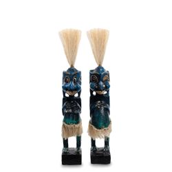 Decor and Gift / Wooden figurine "Asmat blue, turquoise" 20 cm