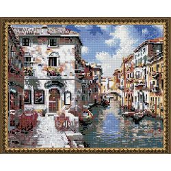 Опт-картина / Diamond mosaic 40x50, round rhinestones Venetian houses