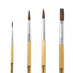 Brush BRAUBERG, 4 PCs set (made of cloth pony round No. 2, 3, 4, flat No. 6), blister