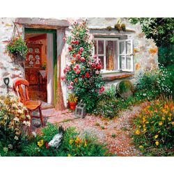 Опт-картина / Pintura por números 40x50 Patio de flores