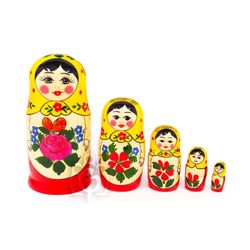 Семеновская роспись / Alyonka - traditional matryoshka doll, 5 dolls (large size)