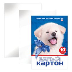 Bìa cứng màu trắng A4, 10 tờ, trong một cặp, HATBER VK, 205x295 mm, Con chó con màu trắng, 10Kb4 15023